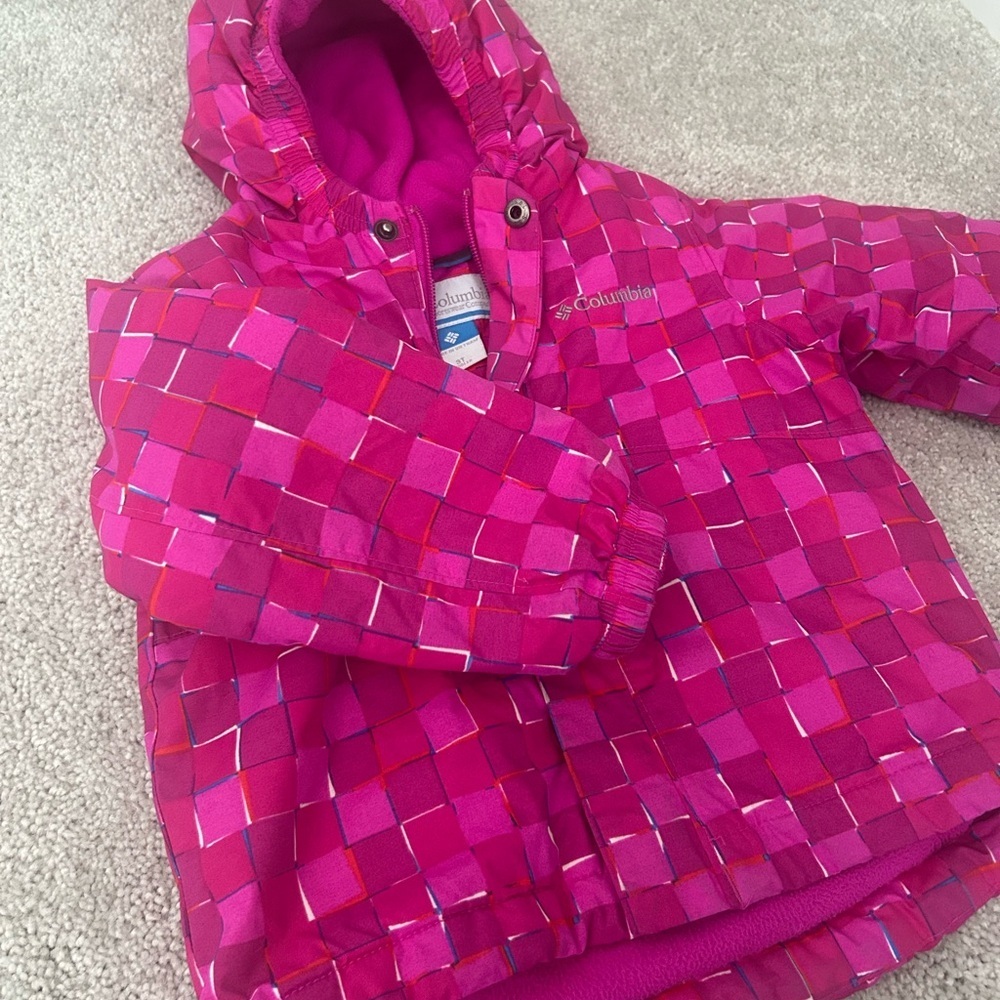 Columbia Kids Checkered Pink Puffer Jacket - Picture 2 of 8
